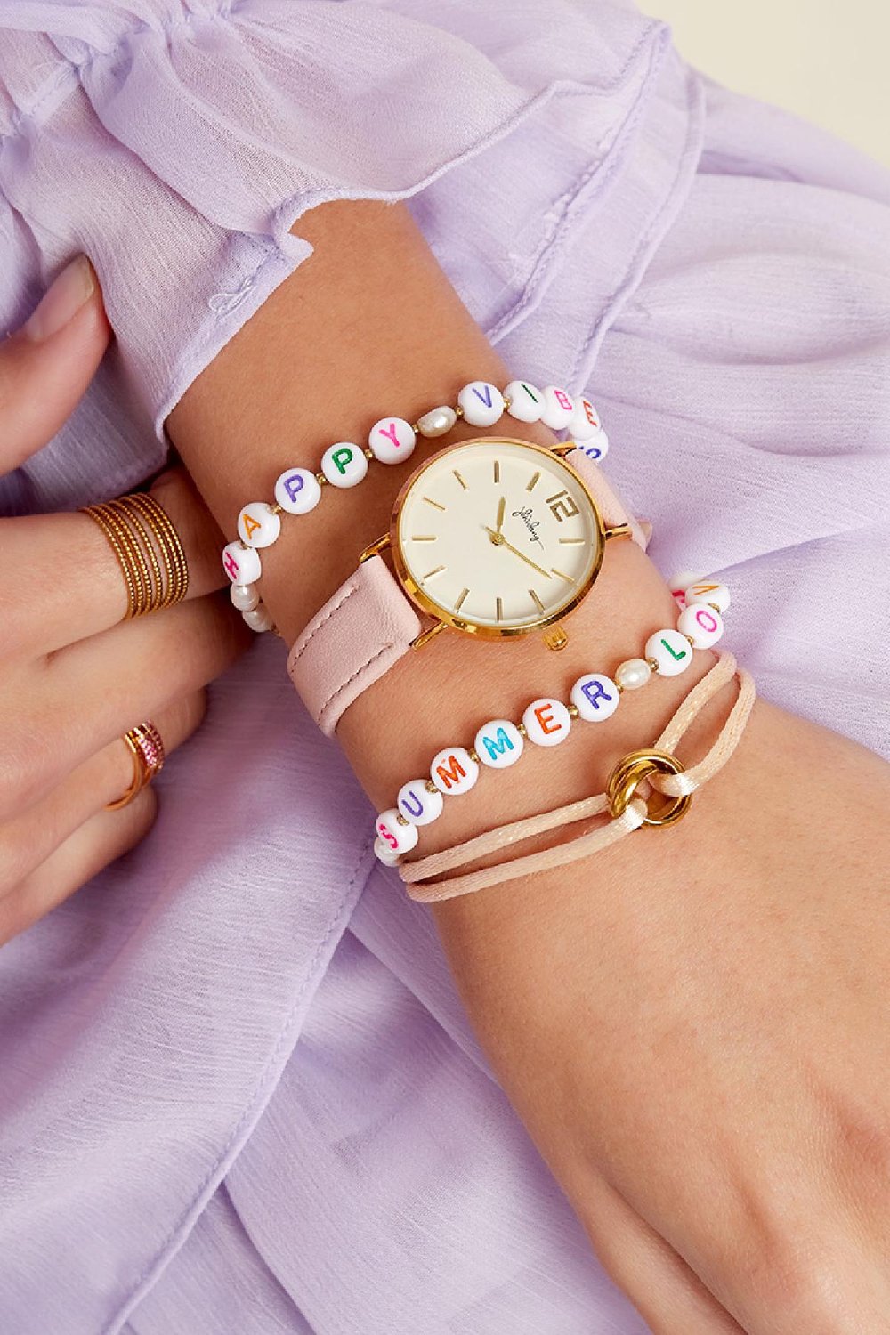 bracelet en acier inoxydable summer love couleur or h5Image3